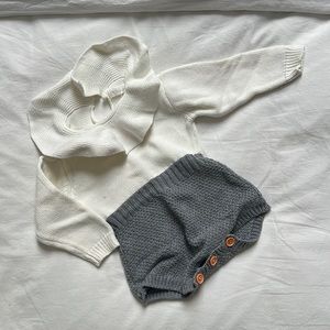 Knit wide neck baby outfit